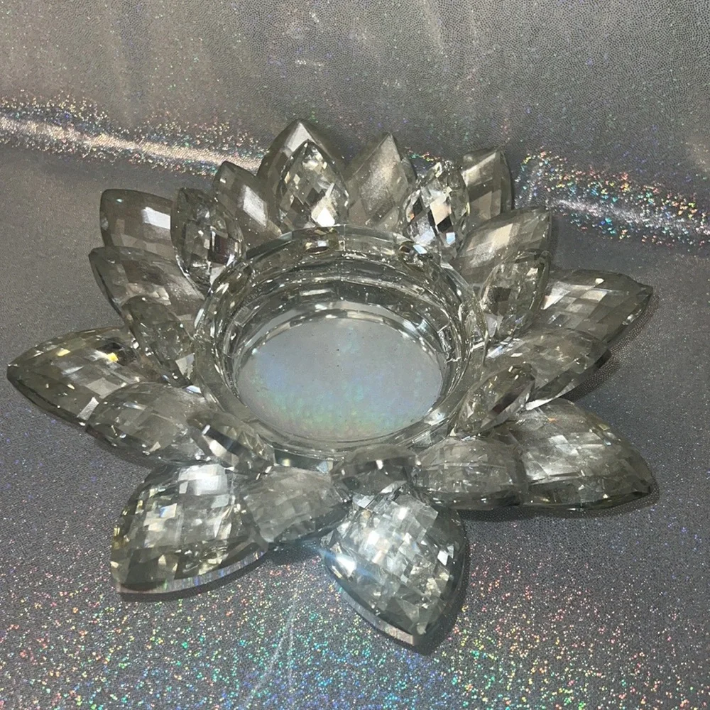 Crystal candle light holder shiny silver mirrored stunning luxury candle decor - Picture 5 of 7